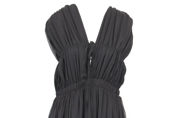 Arlow black sleeveless A-line maxi dress with cinched waist