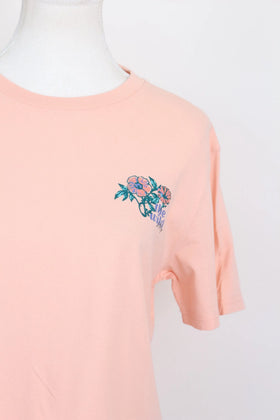 K-Way pink t-shirt with flower print over left chest - S - 0