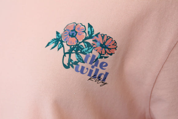 K-Way pink t-shirt with flower print over left chest - S