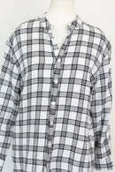 Paramount white/black linen-style checkered long-sleeved shirt - L-2