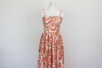 Orange & White Corset Bodice Strappy Maxi Dress – Size M | Brand new