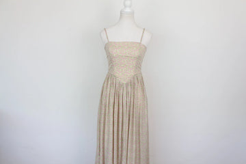 Pink & Green Floral Strappy A-Line Maxi Dress – Size S | Brand new - 0
