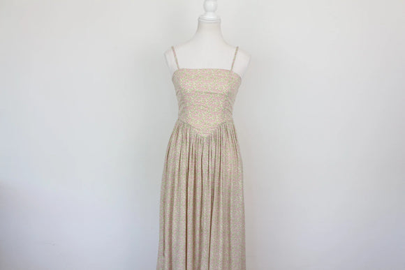 Arlow pink and green floral print A-line strap maxi dress - S