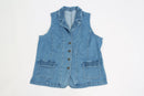 Medium blue denim waistcoat with embroided details - XL-1