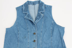 Medium blue denim waistcoat with embroided details - XL - 0
