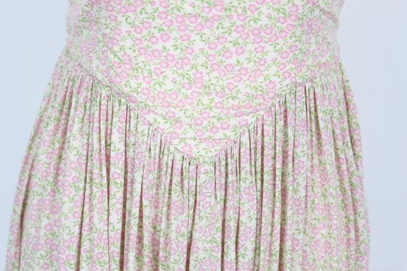 Arlow pink and green floral print A-line strap maxi dress - S