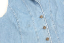 Medium blue denim waistcoat with embroided details - XL-3