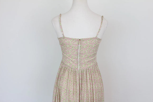 Arlow pink and green floral print A-line strap maxi dress - S