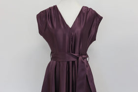 Purple satin evening gown - 0
