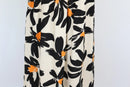 Cream long-sleeved A-line maxi dress with black/orange print - M-2
