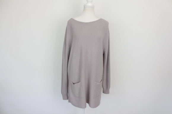 Light grey long-sleeved light-weight jersey with pockets - L