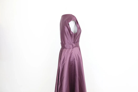Purple satin evening gown