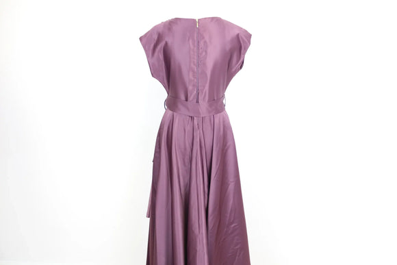 Purple satin evening gown