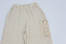 Stone-patterned light-weight cotton pants with embroidery - S-2