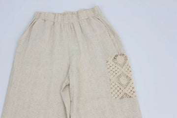 Stone Print Lightweight Embroidered Cotton Pants – S - 0