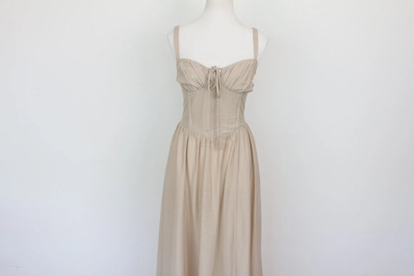 Arlow stone-coloured strap maxi dress with corset and zip - S