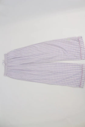 Purple checkered pants with elastic and drawstring - S