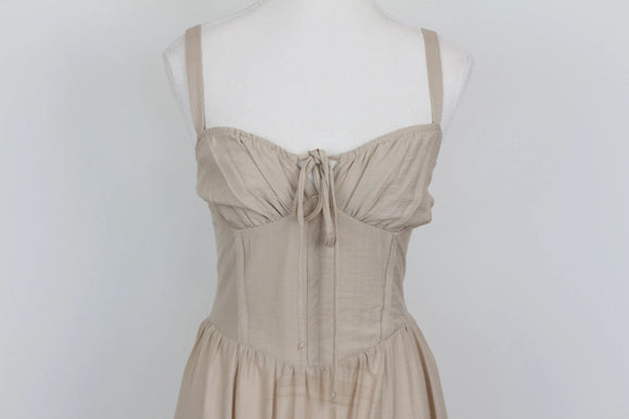 Arlow stone-coloured strap maxi dress with corset and zip - S