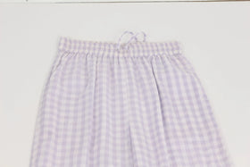 Purple checkered pants with elastic and drawstring - S - 0