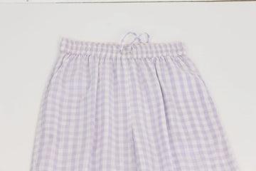 Purple Checkered Drawstring Pants – S - 0