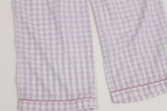 Purple checkered pants with elastic and drawstring - S