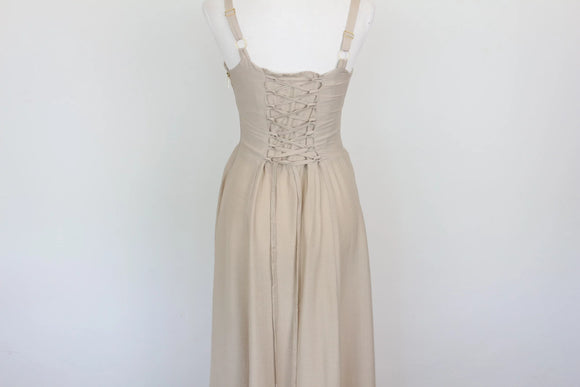 Arlow stone-coloured strap maxi dress with corset and zip - S