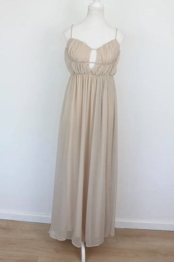 Beige Strappy A-Line Maxi Dress – Size M | Thrift Finds - 0