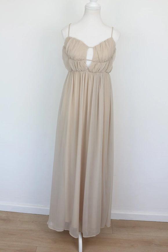 Arlow beige A-line strap maxi dress - M