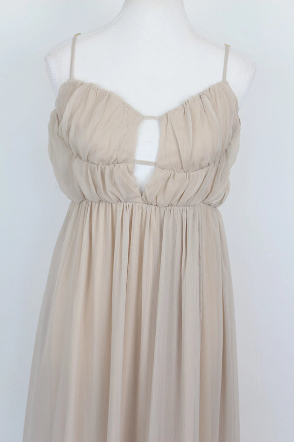 Arlow beige A-line strap maxi dress - M