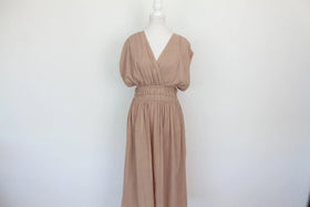 Paramount beige A-line sleeveless dress with elastic waistband - M