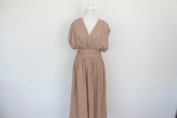 Beige Sleeveless A-Line Dress with Elastic Waist – Size M | Brand new