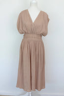 Paramount beige A-line sleeveless dress with elastic waistband - M-2