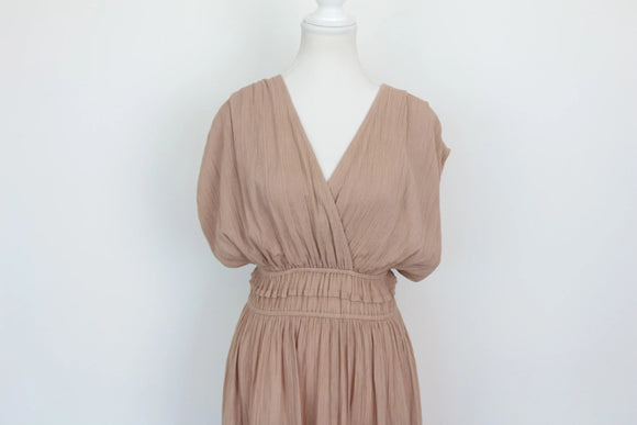 Paramount beige A-line sleeveless dress with elastic waistband - M
