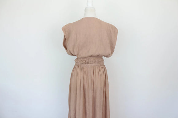 Paramount beige A-line sleeveless dress with elastic waistband - M