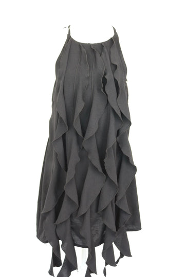 Black Frilled Strappy A-Line Midi Dress – Size L | Brand new - 0