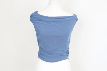 Blue Mesh Boatneck Cropped Top – Size M | Brand new