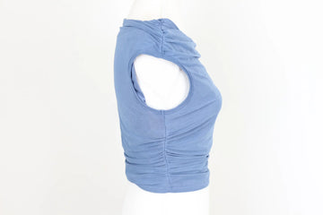 Blue Mesh Boatneck Cropped Top – Size M | Brand new - 0