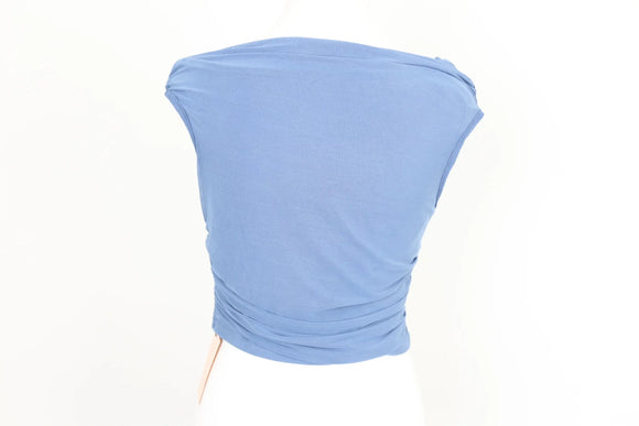 Shein blue boatneck mesh cropped top - M