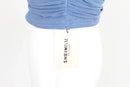 Shein blue boatneck mesh cropped top - M-4