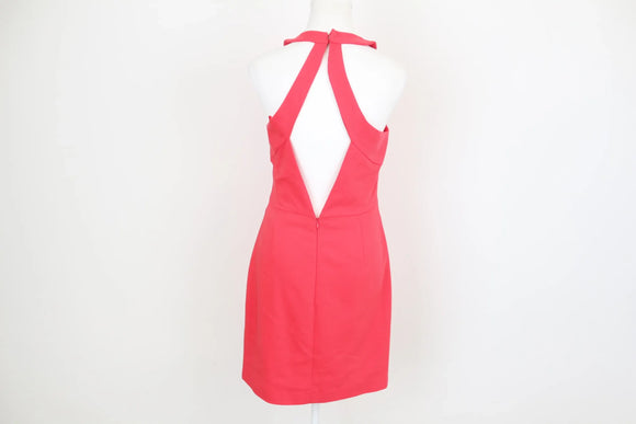 ZARA coral pink bodycon dress with low cut back - M