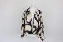 Black and cream patterned long-sleeved blouse - M-1