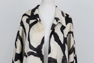 Black & Cream Patterned Long-Sleeve Blouse – Size M | Brand new - 0