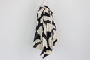 Black and cream patterned long-sleeved blouse - M-4