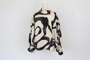 Black and cream patterned long-sleeved blouse - M-5