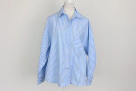 Blue and white striped long-sleeved shirt - L