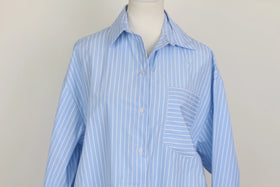Blue and white striped long-sleeved shirt - L - 0