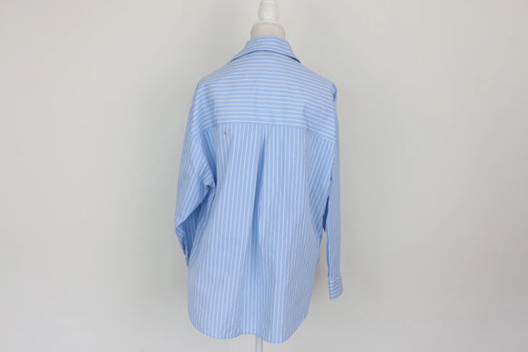 Blue and white striped long-sleeved shirt - L