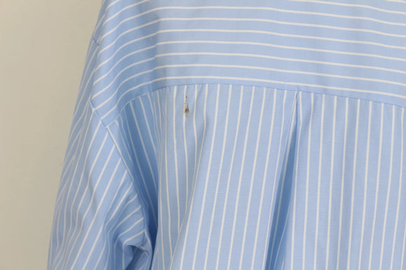 Blue and white striped long-sleeved shirt - L