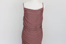 Pale purple ruched form-fitting midi dress - XL-2