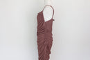 Pale purple ruched form-fitting midi dress - XL-5